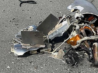 Debris of a missile intercepted by the UAE authorities.