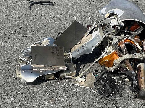 Debris of a missile intercepted by the UAE authorities.