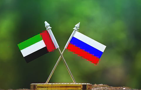UAE and Russia flag