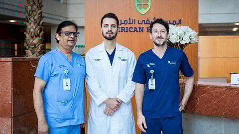 Dr Hani Nachawati (centre), Consultant Oral Surgeon and Implantologist, with plastic surgeons Dr Dev S. Roy (left) and Dr Luciano Tracia at the American Hospital Dubai