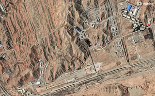This handout satellite image courtesy of Vantor taken and released on March 6, 2026, shows the Taleghan 2 site Parchin military complex in Iran following a military strike, on March 6, 2026.