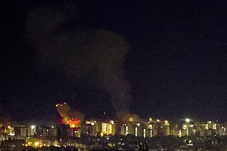 Smoke and fire rise from the site of airstrikes in a central area of the Iranian capital Tehran on March 6, 2026.