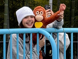 Instagram stories of Blackpink's Lisa gave smiles to fans as she brought an orangutan plush toy similar to Punch 
