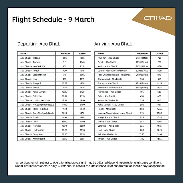 UAE Flight Schedule on March 9: AirIndia, IndiGo, Eithad, Emirates Announce 50 Special Flights on Monday- Check Rebooking, Refund Status