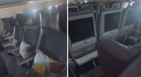 Images from on board the repatriation flights show empty rows.