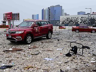 A photograph shows the damage in the aftermath of a drone strike in the Seef district of Manama on March 10, 2026. 