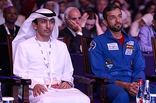 Dr Ahmed Al Neyadi (left) attends an event with his role model and relative Dr Sultan Al Neyadi in an undated photo. 