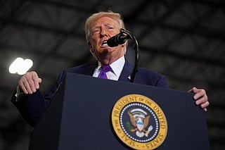 President Donald Trump speaks on stage at Verst Logistics on March 11, 2026 in Hebron, Kentucky.