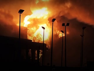 Huge blaze at Bahrain fuel tanks after attack