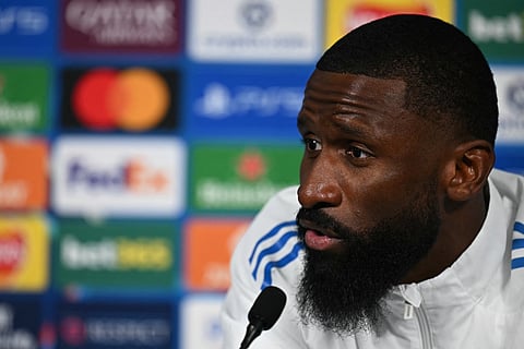 Real Madrid's German defender Antonio Rüdiger rushed out of his press conference to pray 