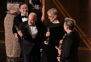 Gary A. Rizzo, Gareth John, Gwendolyn Yates Whittle, Al Nelson, and Juan Peralta accept the Sound award for "F1: The Movie" onstage during the 98th Oscars at Dolby Theatre on March 15, 2026 in Hollywood, California.