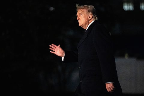 US President Donald Trump arrives at the White House on the South Lawn in Washington, DC, March 15, 2026.