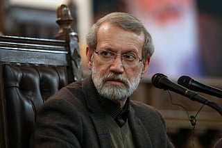 FILE - Parliament Speaker Ali Larijani gives a press conference in Tehran, Iran, Dec. 1, 2019. (AP Photo/Vahid Salemi, File)