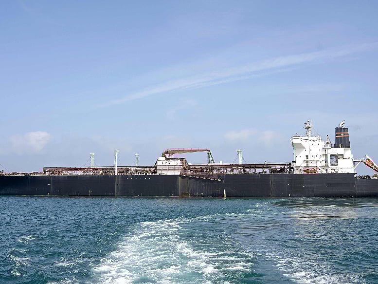 Indian vessel 'Nanda Devi' carrying liquefied petroleum gas (LPG) arrives at Vadinar Port in the Jamnagar district of Gujarat state on March 17, 2026 after Iran allowed it to pass through the Strait of Hormuz 