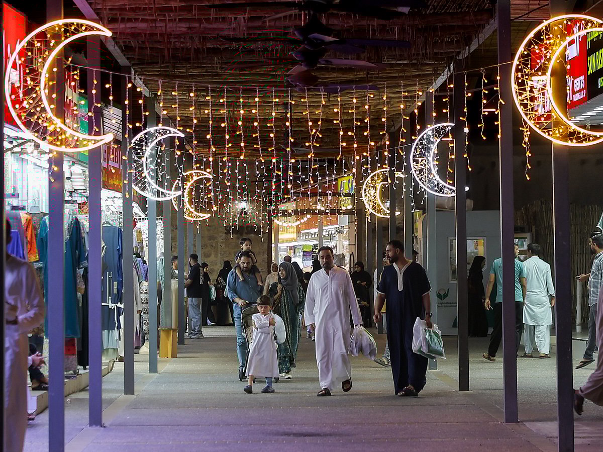 People shopping for Eid-Al-Fitr in Sharjah.   