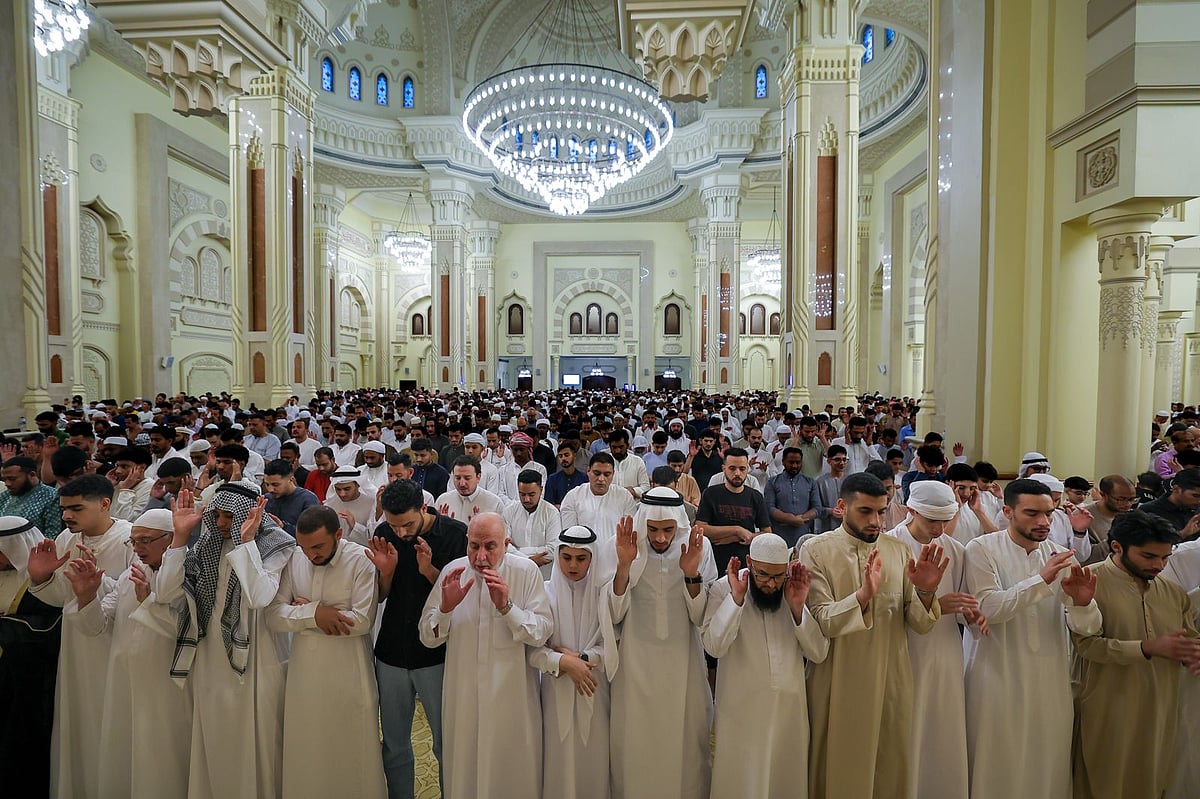 Worshippers gather for Eid prayer at Al Noor Mosque, Sharjah. 