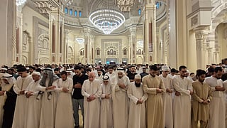 Worshippers gather for Eid prayer at Al Noor Mosque, Sharjah. 