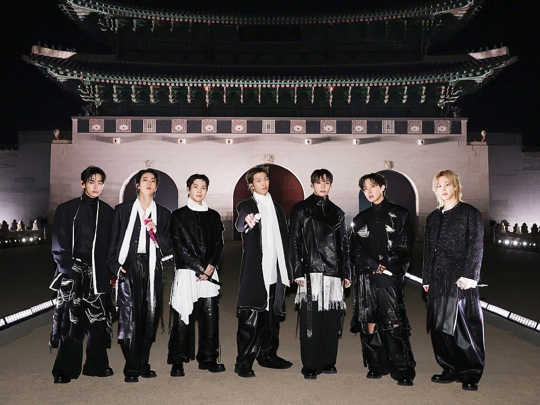This handout photo taken on March 21, 2026 and provided by BIGHIT MUSIC / Netflix shows K-pop boy group BTS posing for their concert at Gwanghwamun Square in Seoul.