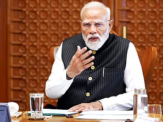 Prime Minister Narendra Modi chairs a high-level meeting to review the situation related to petroleum, crude, gas, power and fertiliser sectors in view of the evolving West Asia situation, in New Delhi on Sunday. 