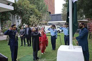 Pakistan Ambassador Shafaqat Ali Khan at the flag hoisting ceremony to mark Pakistan Day on Monday, March 23. 