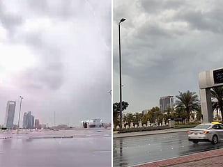 Thunder rolls and lightning flashes over Abu Dhabi.