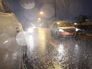Drivers are advised to avoid flooded roads during heavy rain.