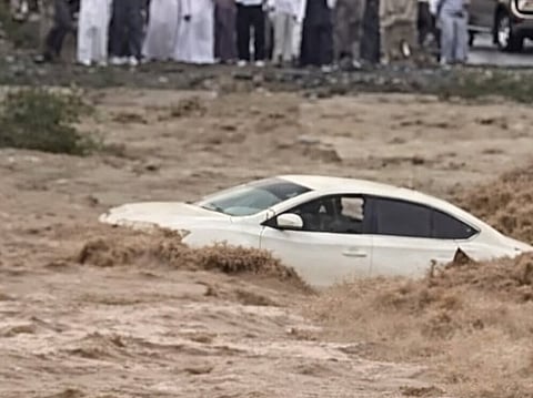 Motorist rescued after car swept by flash floods in Fujairah
