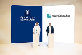 From left to right: Atif Al Braiki, chief digital and AI officer at Dubai Health and Mahmoud Ward, director of investments and ecosystem development at DFDF