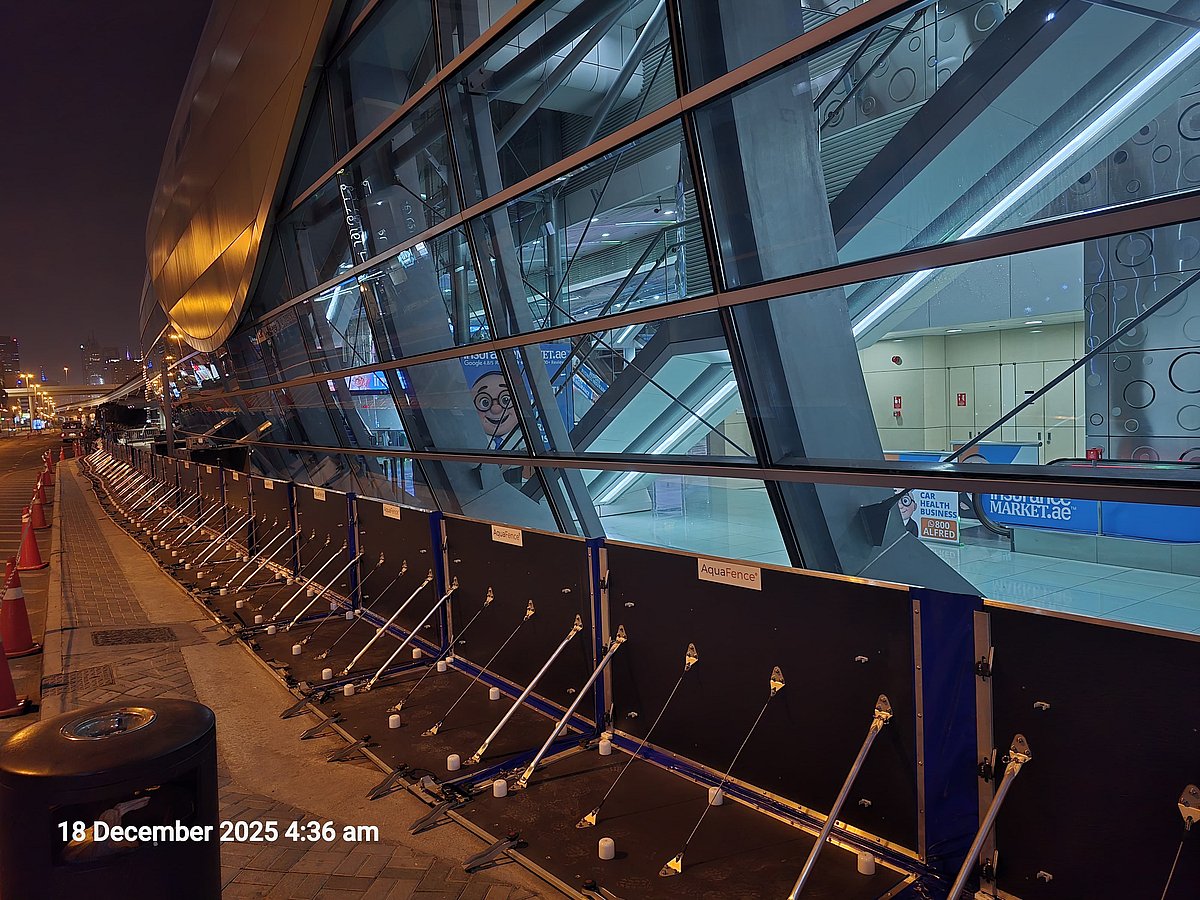 If you've spotted flood barriers outside some Dubai Metro stations recently, there's a good reason -  they're FloodWall barriers, a Norwegian-engineered flood defence system.