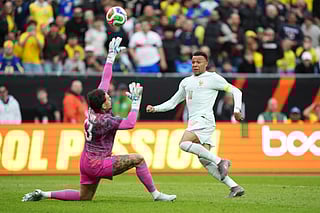 Kylian Mbappe of France scores the team's first goal during the international friendly match between Brazil and France at Gillette Stadium on March 26, 2026 in Foxborough, Massachusetts.