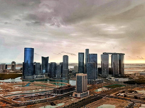 Cloudy skies over Marina Square, Reem Island, captured by Gulf News reader Besintha Marakkarakath.