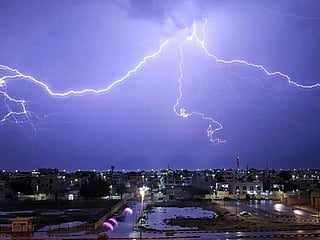 Lightning streaks across the skies of Al Khan, Sharjah, in this striking capture by Nihla Anas.