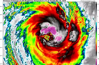 The eye of the Storm Narelle as tracked by Himawari-9 satellite over north-east Australia. 