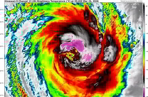 The eye of the Storm Narelle as tracked by Himawari-9 satellite over north-east Australia. 