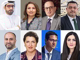 Clockwise from top left: Mohamed Jassim Al Rais, Mania Merrikhi, Redha Al Mansouri, Mohd Kenanah, Bushra Khan, Amit Nayak¸ Hoda Barakat and  Ajay Bhojwani 