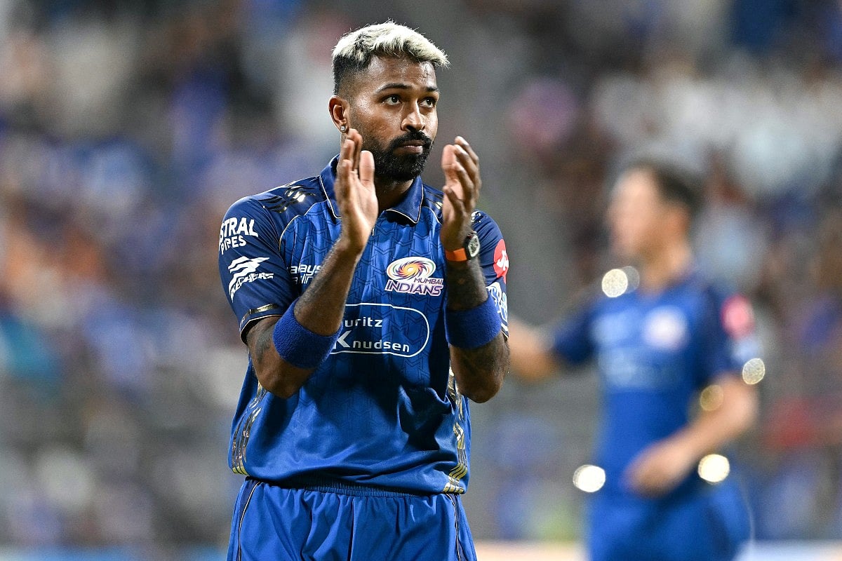 Mumbai Indians' captain Indian cricket player Hardik Pandya gestures before the start of the 2026 Indian Premier League (IPL) T20 match between Mumbai Indians and Kolkata Knight Riders at the Wankhede Stadium in Mumbai on March 29, 2026.