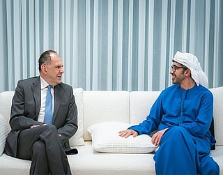 Abdullah bin Zayed, Greek Foreign Minister discuss strengthening partnership ties (Image/WAM)