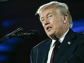 US President Donald Trump speaks during the National Republican Congressional Committee's annual President's Dinner at Union Station in Washington, DC on March 25, 2026. 