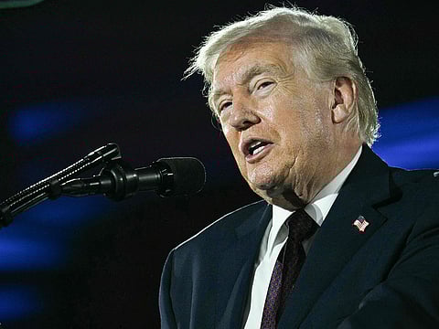 US President Donald Trump speaks during the National Republican Congressional Committee's annual President's Dinner at Union Station in Washington, DC on March 25, 2026. 