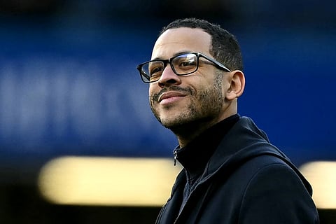 Chelsea's English head coach Liam Rosenior smiles after the English FA Cup quarter final football match between Chelsea and Port Vale at Stamford Bridge in London on April 4, 2026.