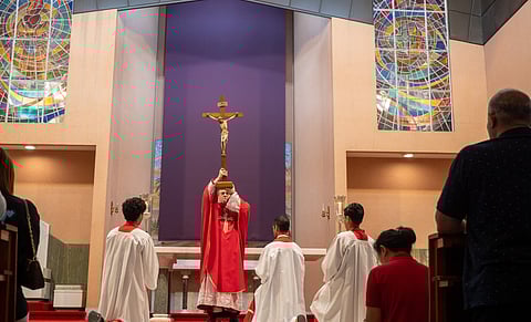 Bishop Paolo Martinelli celebrated the liturgy of the cross in St. Joseph's Cathedral in Abu Dhabi