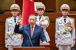 General Secretary of the Communist Party of Vietnam To Lam takes his oath as Vietnam's President during a National Assembly's session in Hanoi on April 7, 2026.