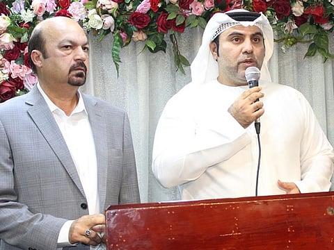Emirati businessman Dr Bu Abdullah and Pakistani businessmen Mian Muneer Hans at the event in Dubai