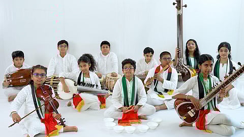 Dubai-based Indian performing arts hub Malhaar shared a video featuring 13 students performing the UAE national anthem