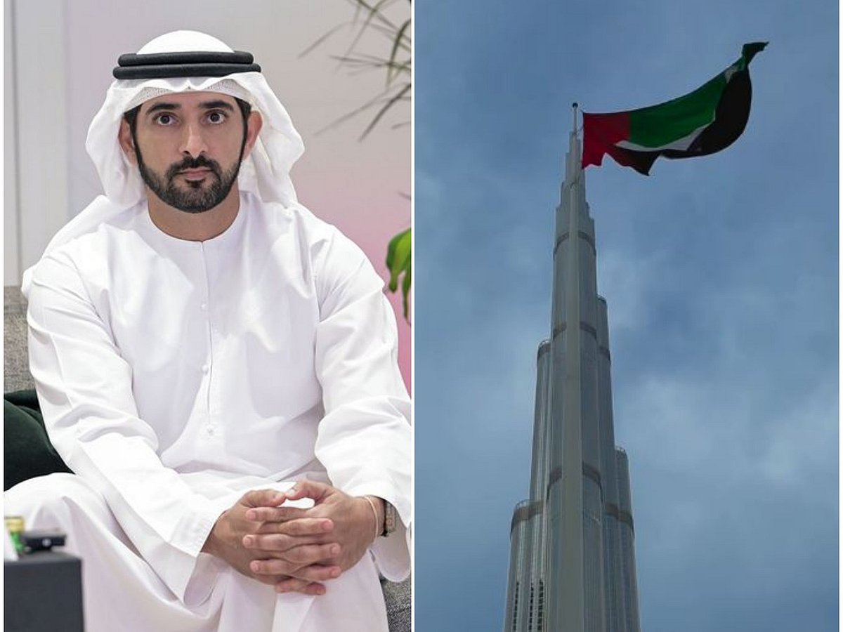 Video: Sheikh Hamdan shares massive flag on Burj Khalifa as UAE calls for ...