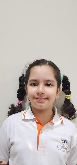 Shanaya Badlani, a Grade 5 student at Ambassador International Academy in Dubai