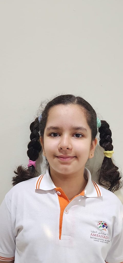 Shanaya Badlani, a Grade 5 student at Ambassador International Academy in Dubai