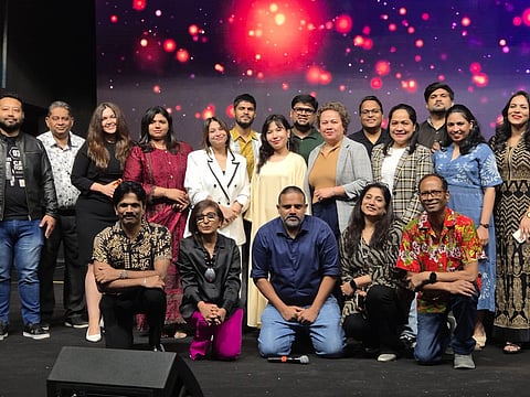 Teachers who took part in 'The UAE Resilience Project' at Dubai's Folklore Theatre: some teaching music, others different subjects.
