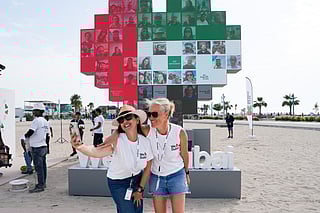 Marta and Dorothee the two women behind the 'We Love Dubai' project on Kite Beach