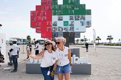 Marta and Dorothee the two women behind the 'We Love Dubai' project on Kite Beach